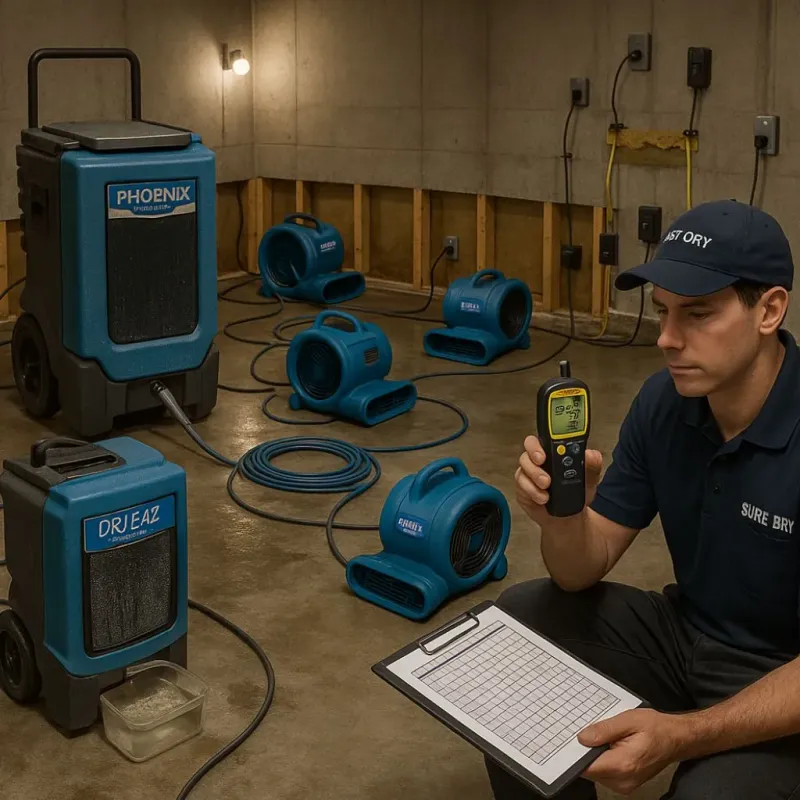 Structural Drying and Dehumidification process in Dudley, MA